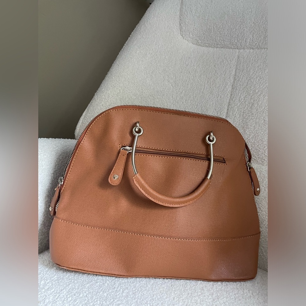 JustFab Tan chestnut Satchel with gold accents NWOT